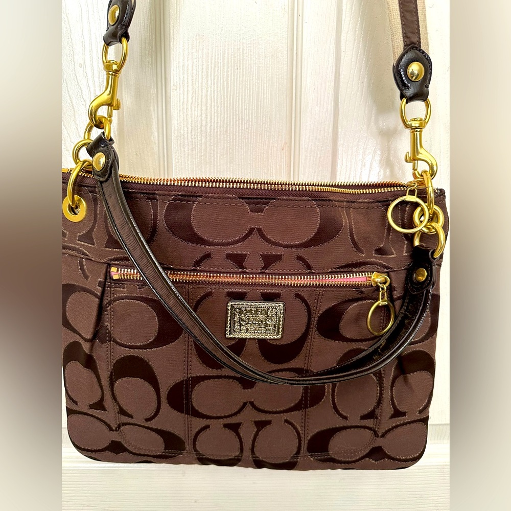 COACH Poppy Handbag Purse Brown - Gold Pink Inside G1168-
18135 “NEW”